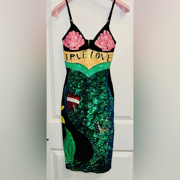 ~SUPER RARE~ DISCOUNT UNIVERSE True Love Mermaid Multicolor Sequin Ariel Dress - Picture 4 of 12